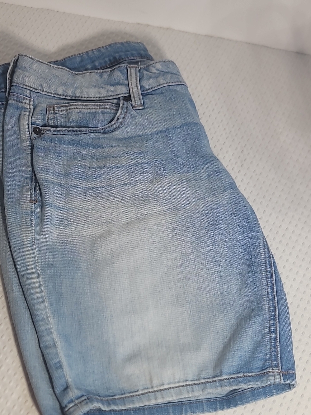 Light Blue Denim Shorts with Contrast Stitching